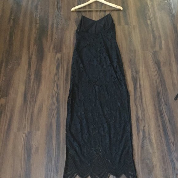Jhene Aiko Lovers & Friends Black Reflections Maxi Lace Dress Small - Picture 5 of 9